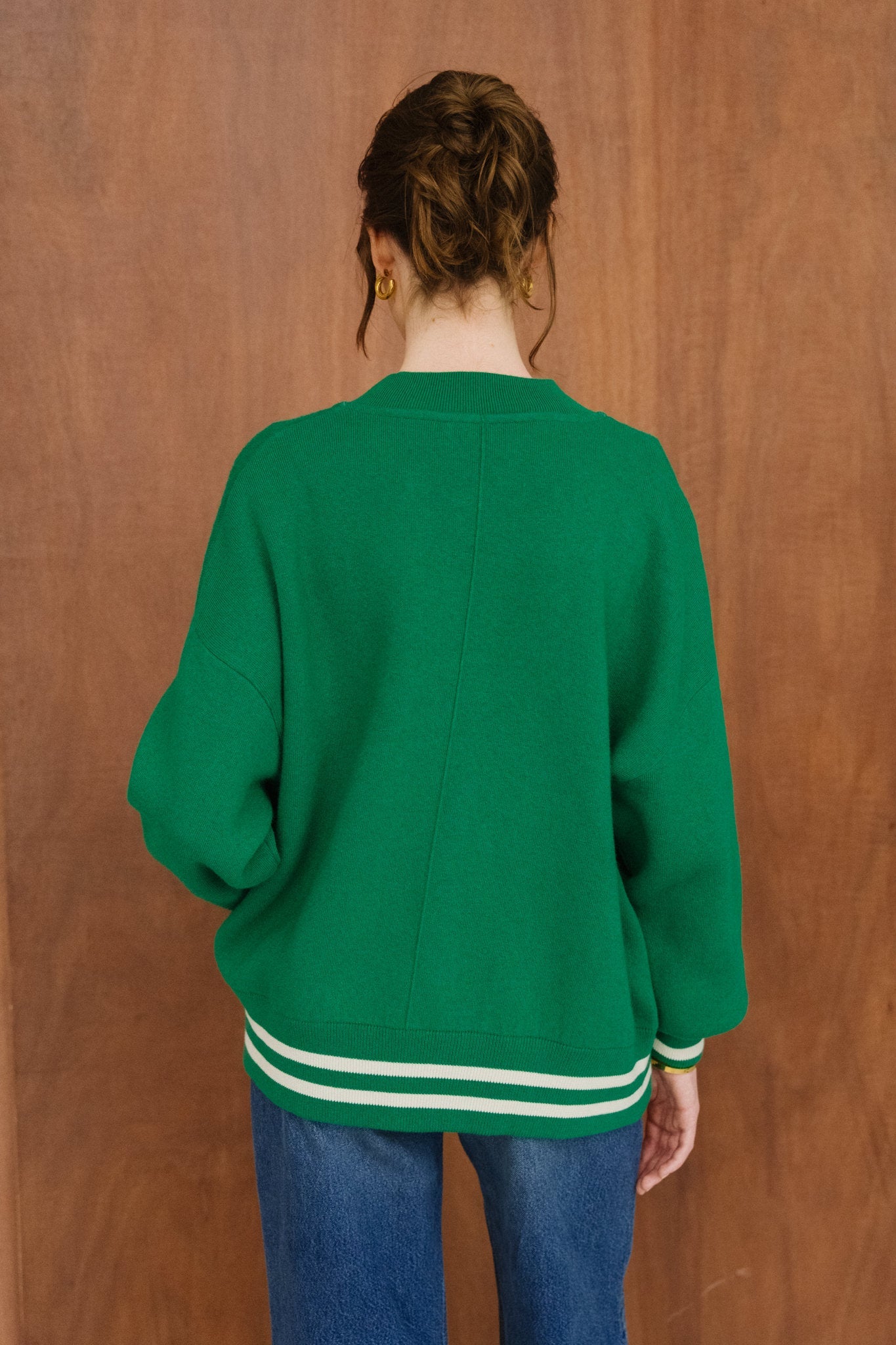 Veste en coton et laine bio | vert "iconic å aalison - emerald green-oatmilk"