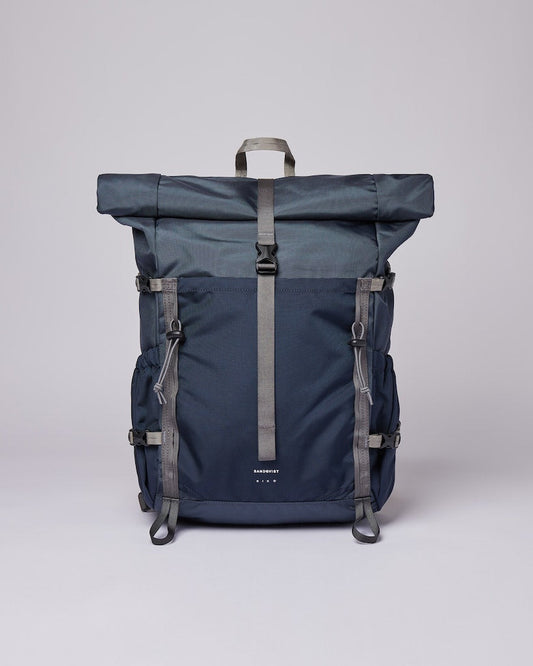 Sac à dos rolltop imperméable en matière recyclée | Bleu "forest hike multi steel blue/navy blue"
