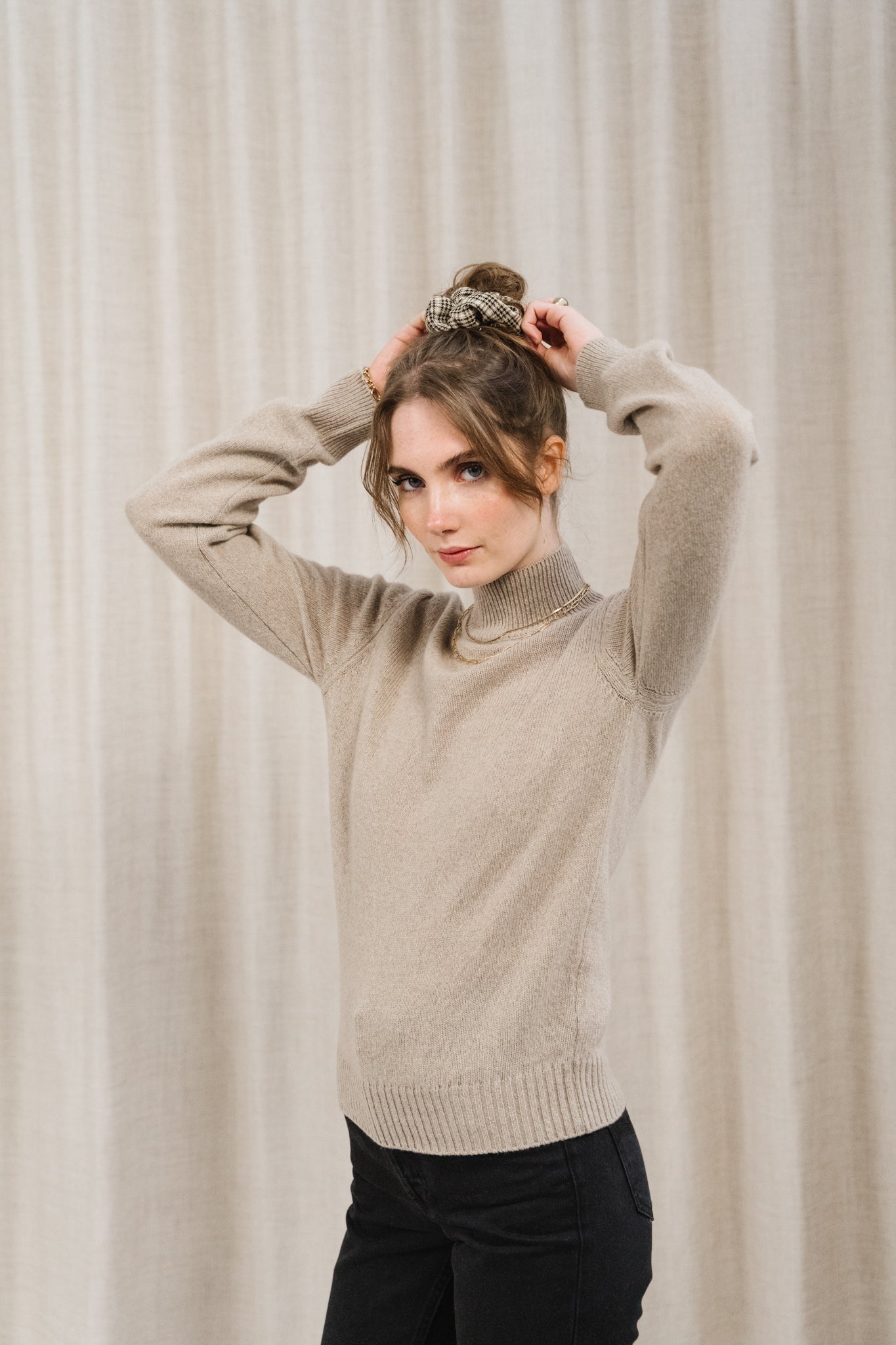 Pull en cachemire recyclé | beige "ada - beige sabbia"