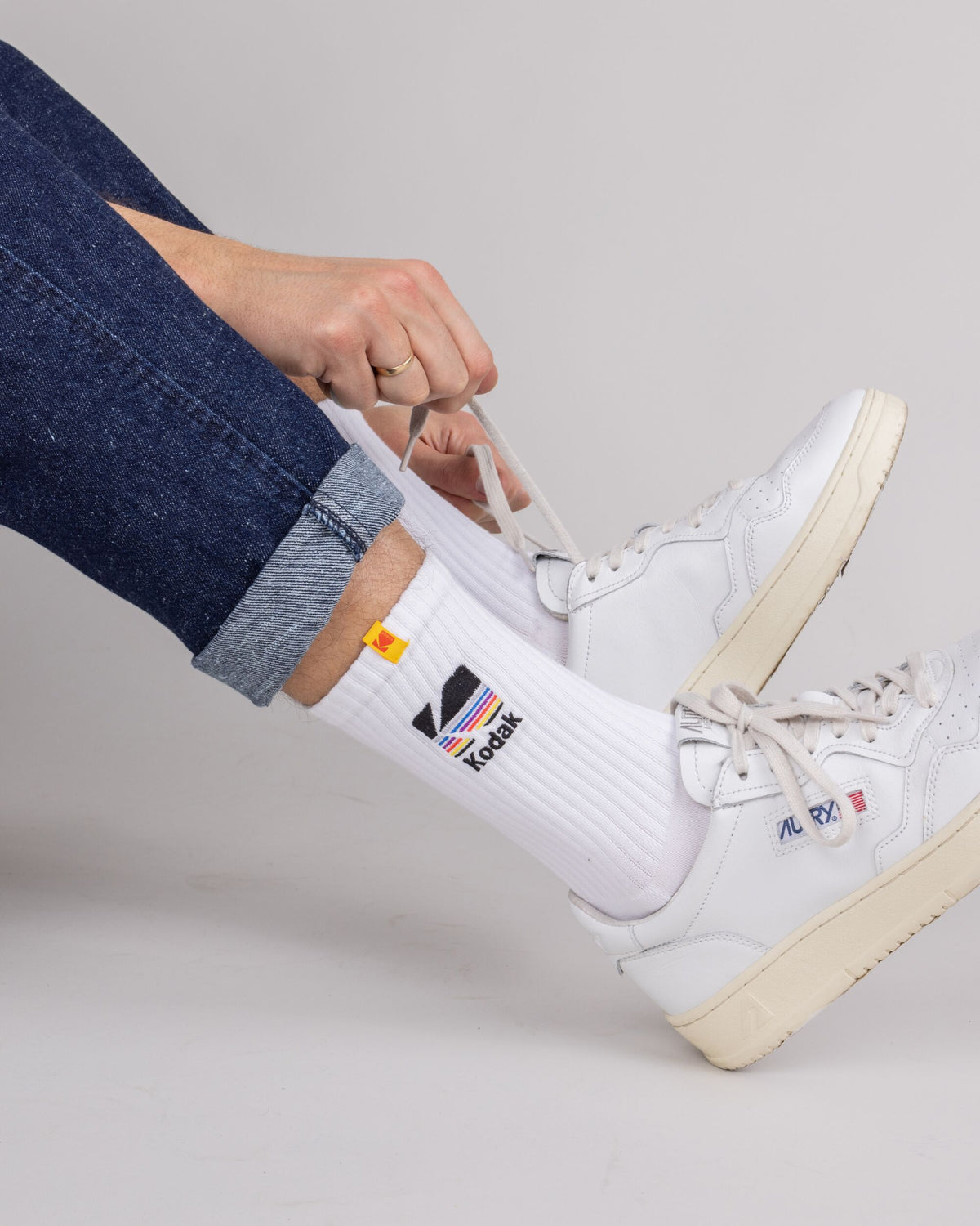 Chaussettes en coton biologique | blanc "kodak socks white - white"
