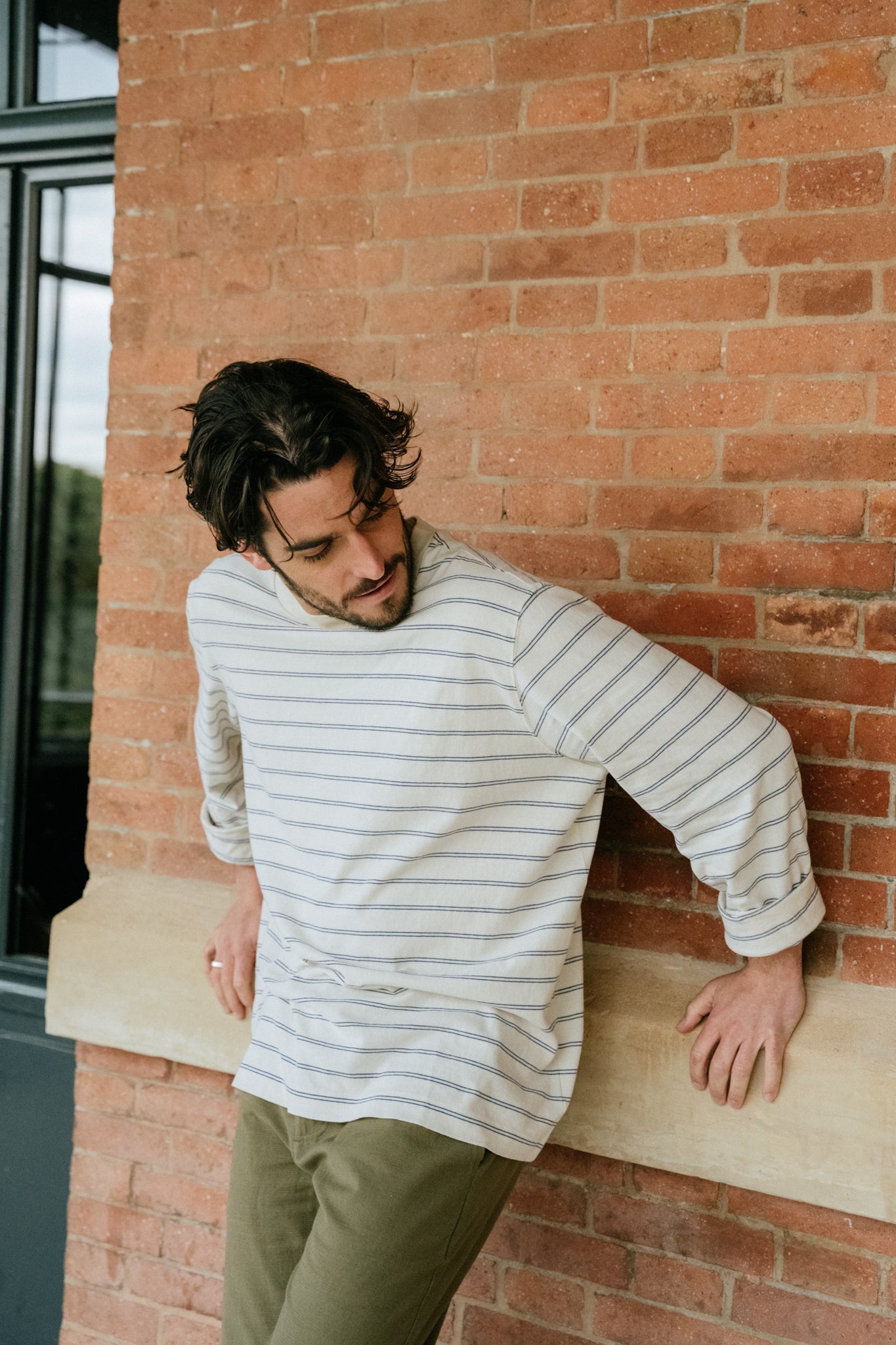 T-shirt manches longues rayé en coton bio non teinté - conri - non-dyed stripe