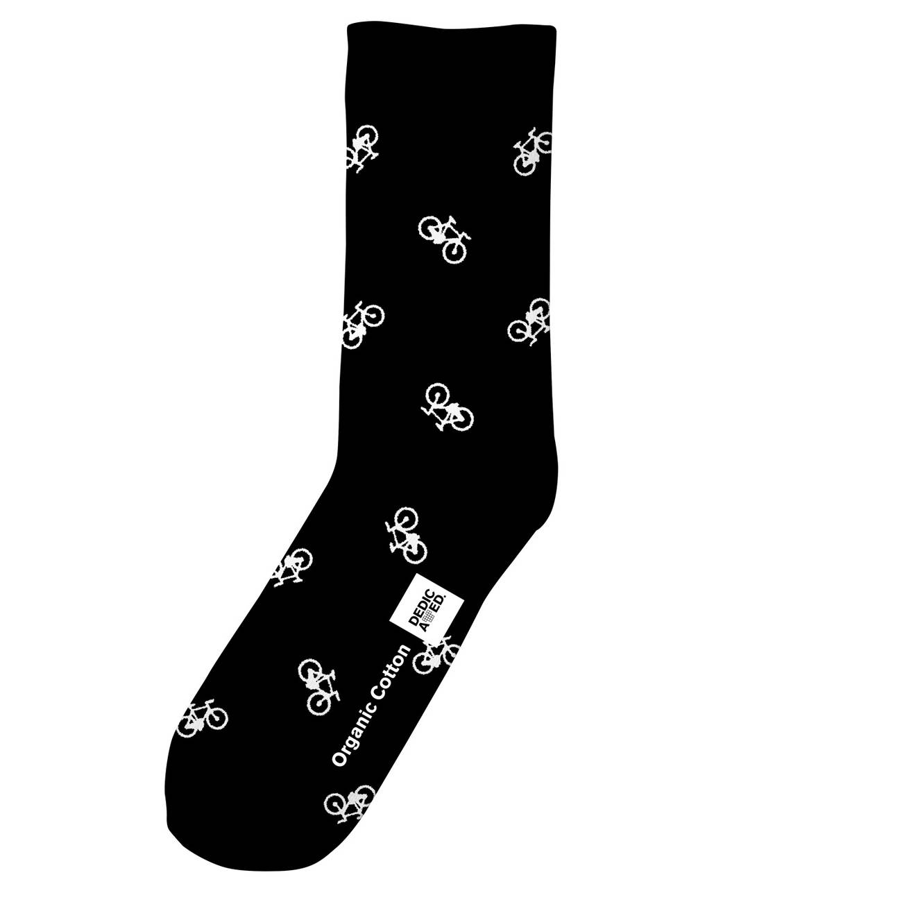 Chaussettes hautes noires à motifs vélos en coton bio