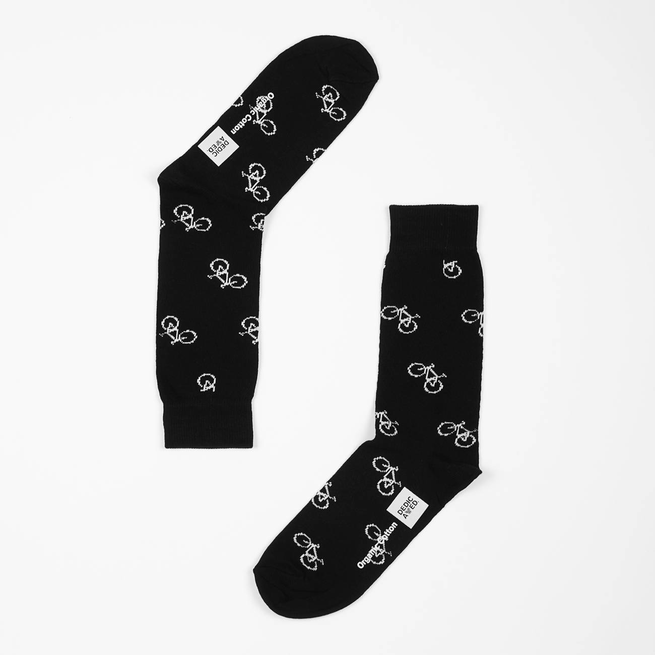 Chaussettes hautes noires à motifs vélos en coton bio
