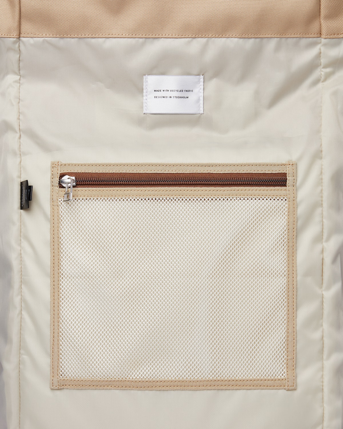 Sac à dos rolltop en matière recyclée | Bicolore "bernt multi brown with natural leather"