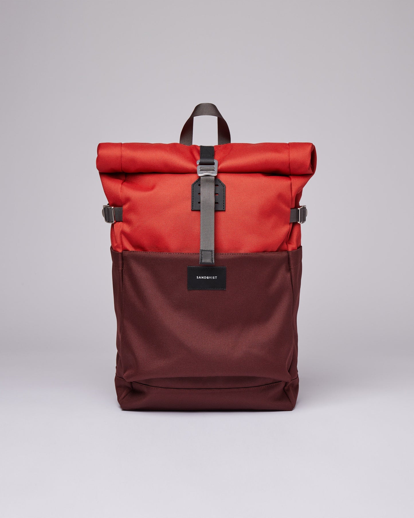 Sac à dos rolltop en matière recyclée | Bordeaux et rouge "ilon multi moss red with black leather"