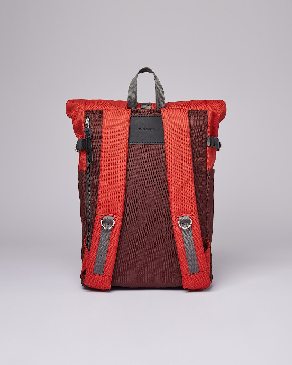 Sac à dos rolltop en matière recyclée | Bordeaux et rouge "ilon multi moss red with black leather"