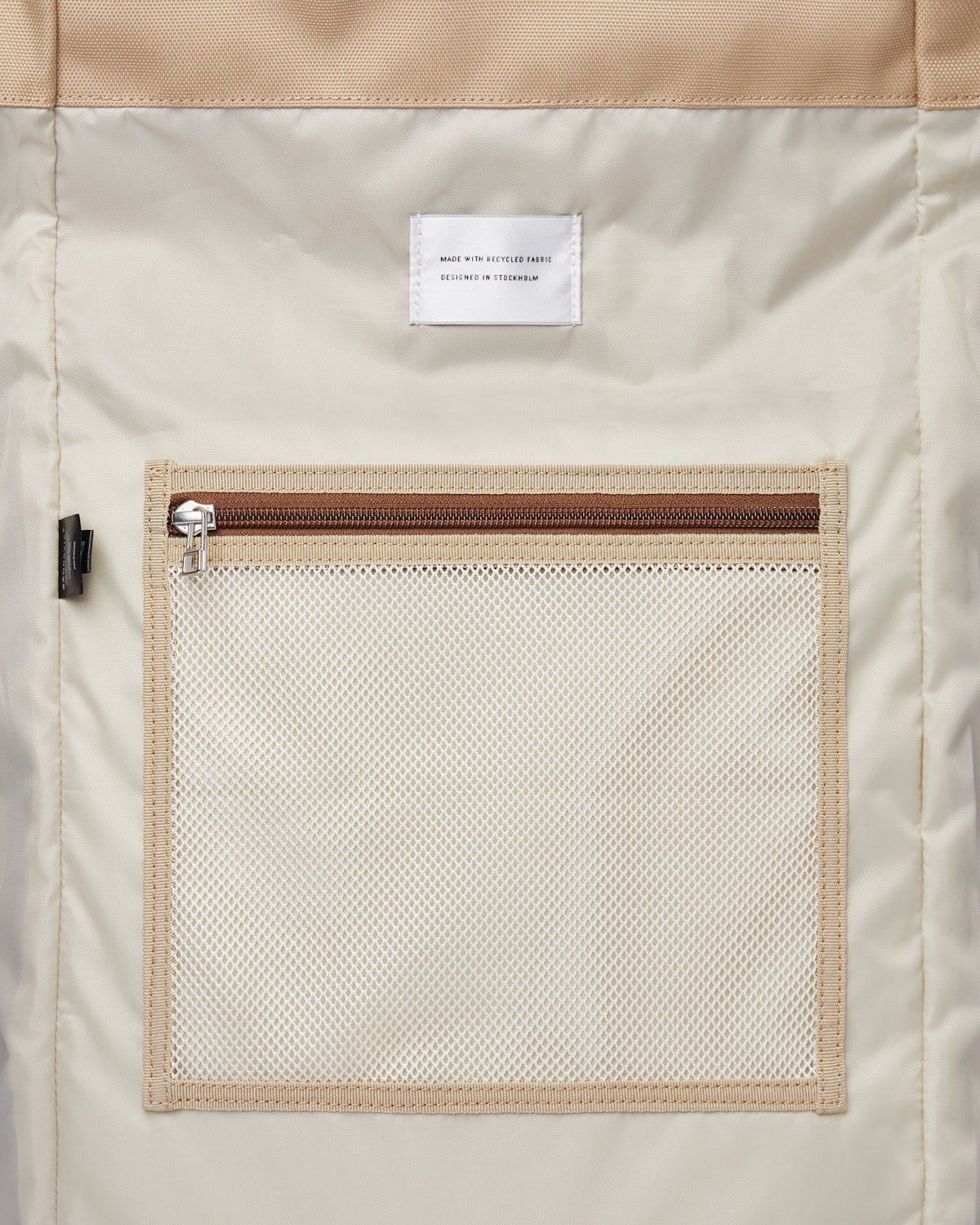Sac à dos rolltop en matière recyclée | Marron et beige "ilon multi brown with natural leather"