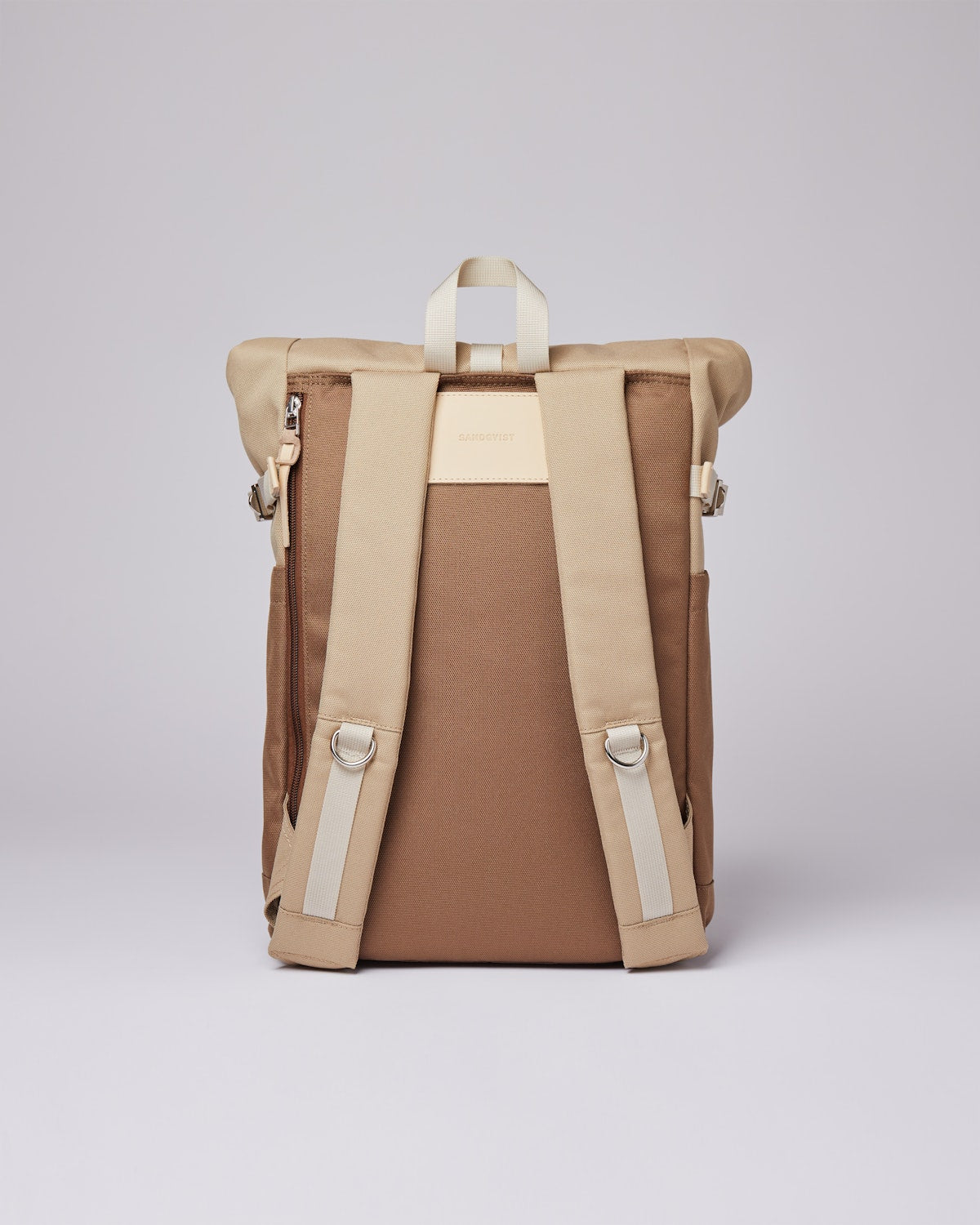 Sac à dos rolltop en matière recyclée | Marron et beige "ilon multi brown with natural leather"