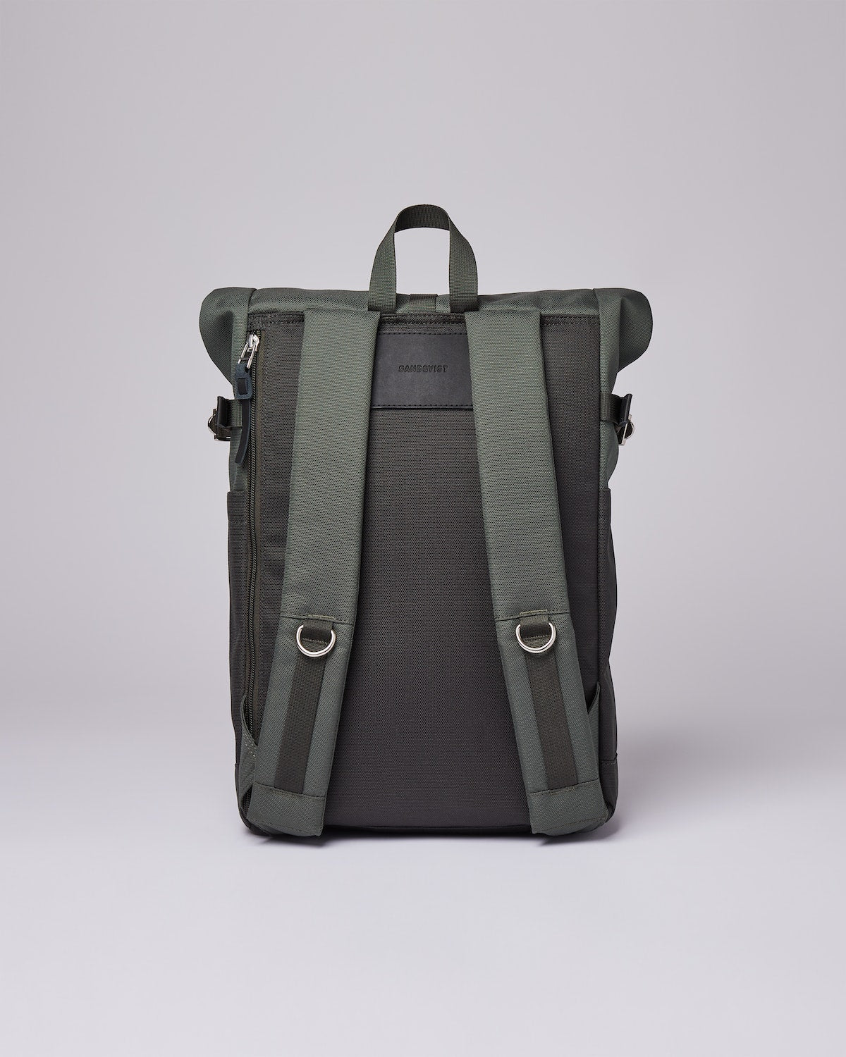 Sac à dos rolltop en matière recyclée | Gris et vert "ilon multi green with black leather"