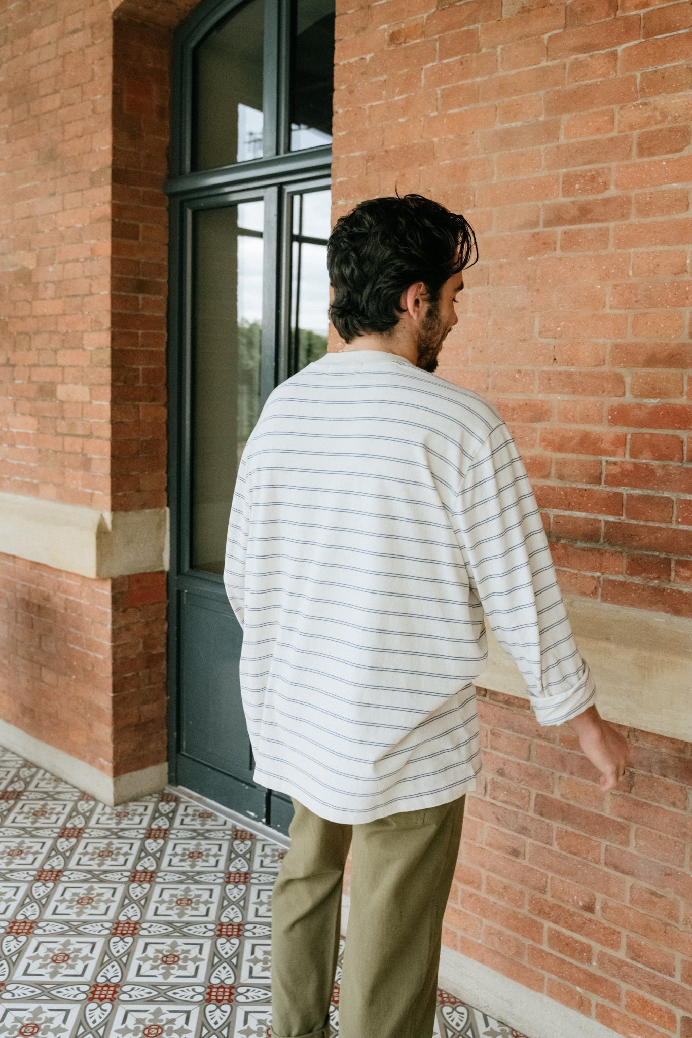 T-shirt manches longues rayé en coton bio non teinté - conri - non-dyed stripe
