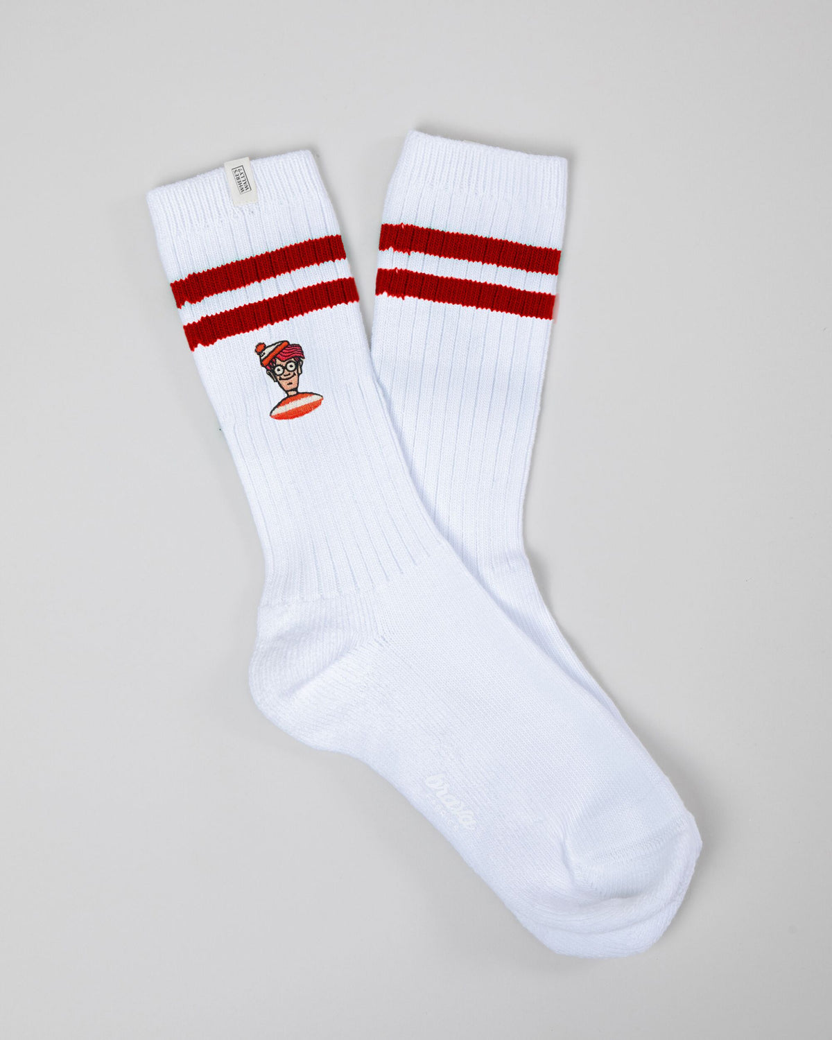 Chaussettes en coton bio | blanc "where's wally ribbed socks white"