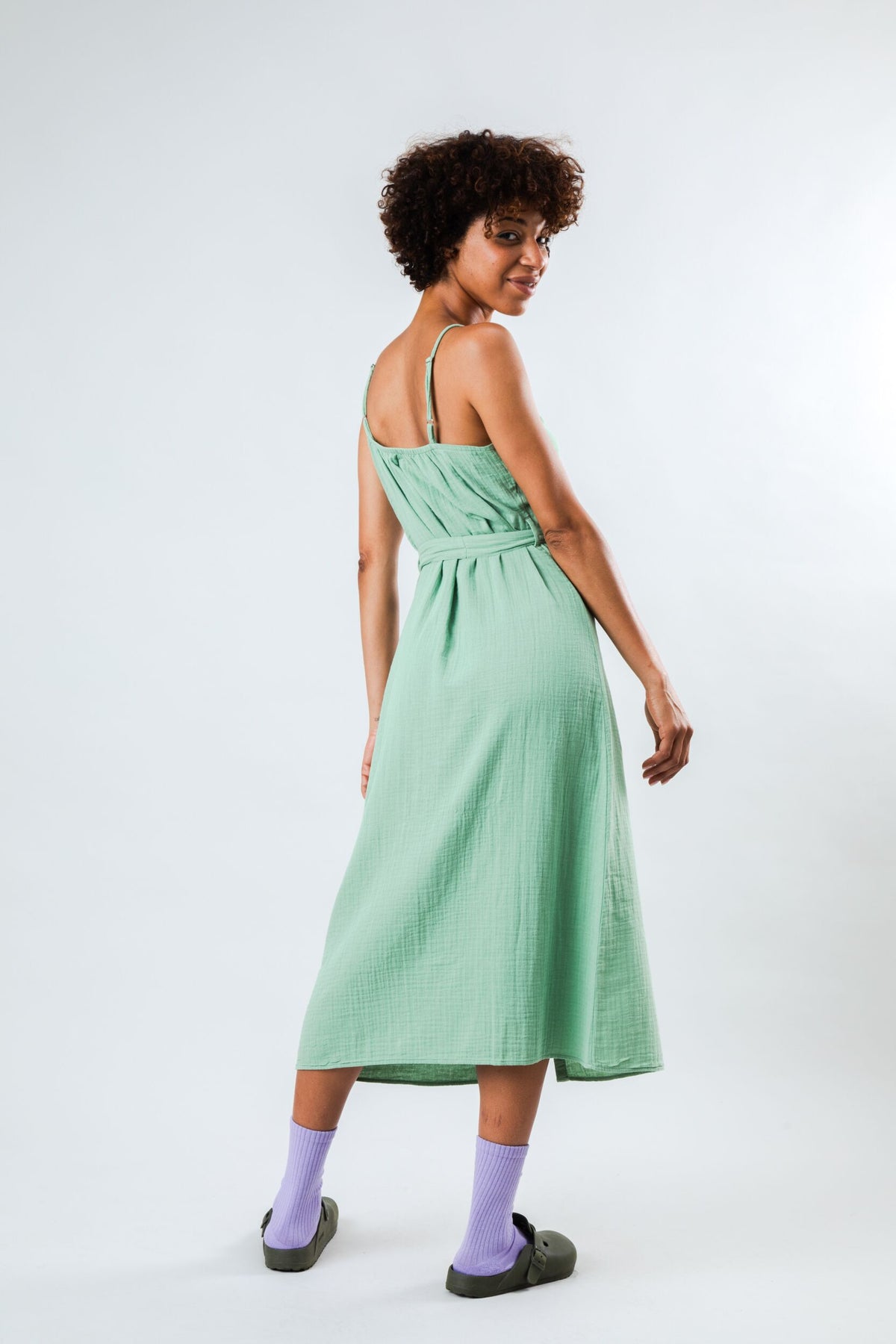 Robe en coton biologique | vert "Bubble strap dress light green - light green"