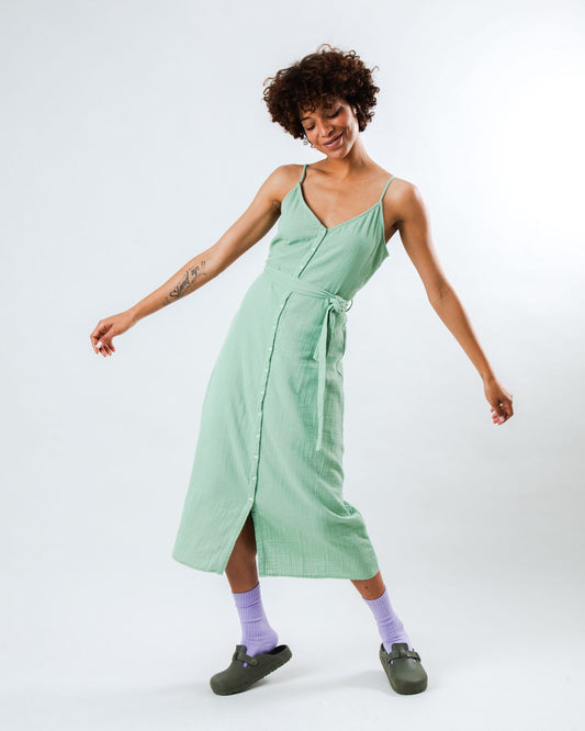 Robe en coton biologique | vert "Bubble strap dress light green - light green"