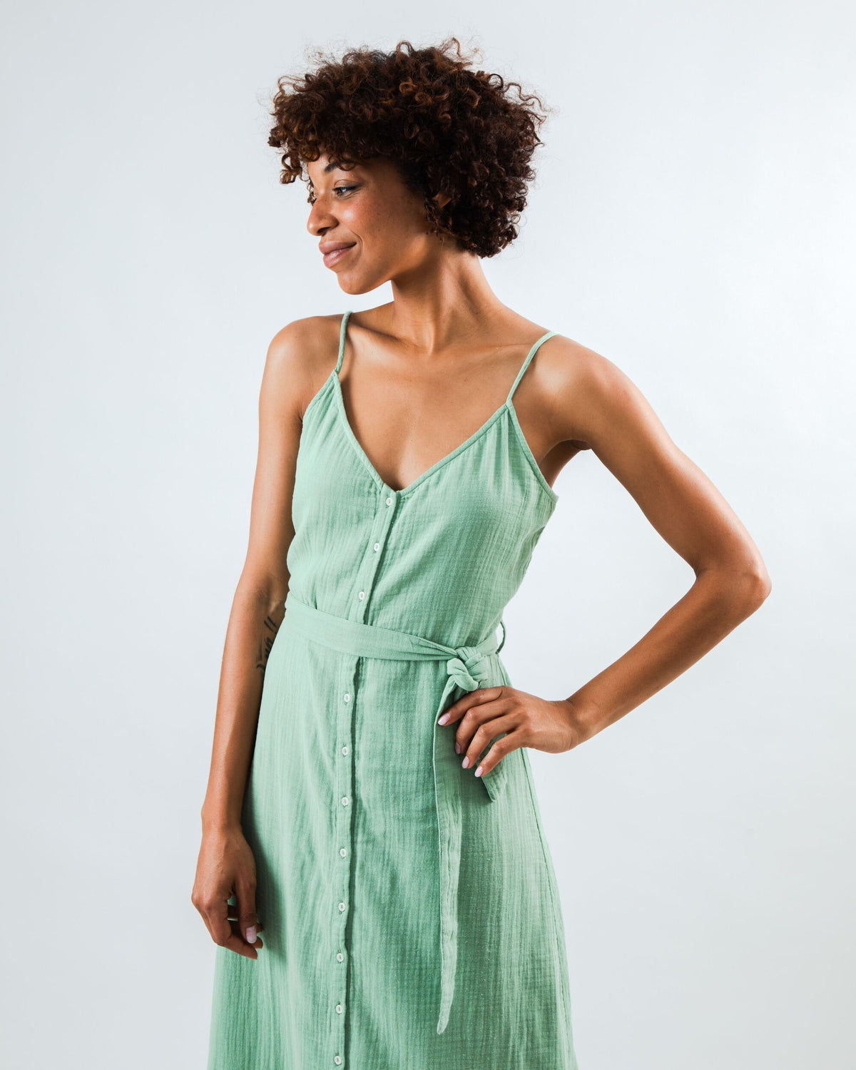 Robe en coton biologique | vert "Bubble strap dress light green - light green"
