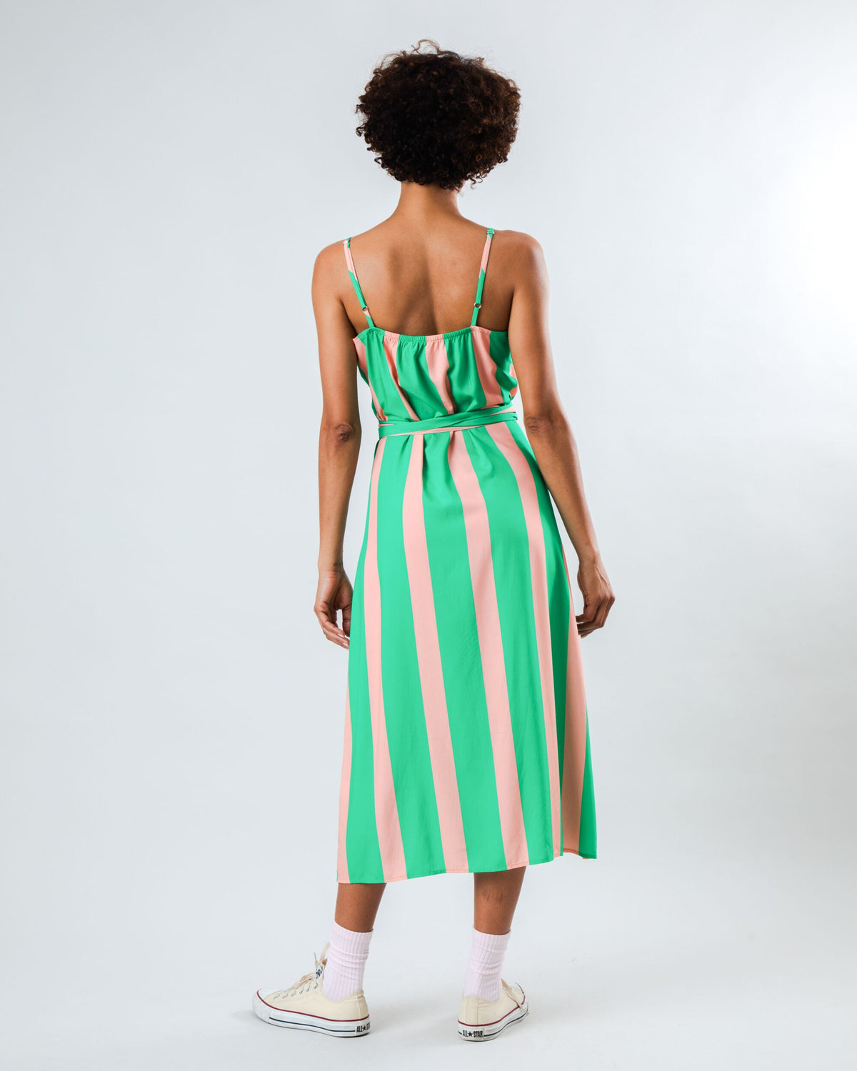 Robe en viscose ecovero | vert "color block strap dress green"