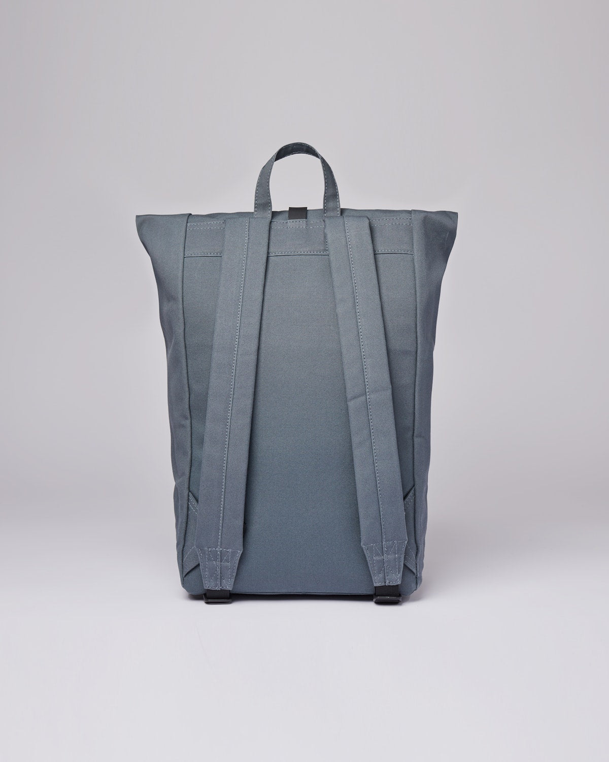 Sac à dos rolltop ardoise en coton bio, recyclé et cuir -  dante dark slate with black leather