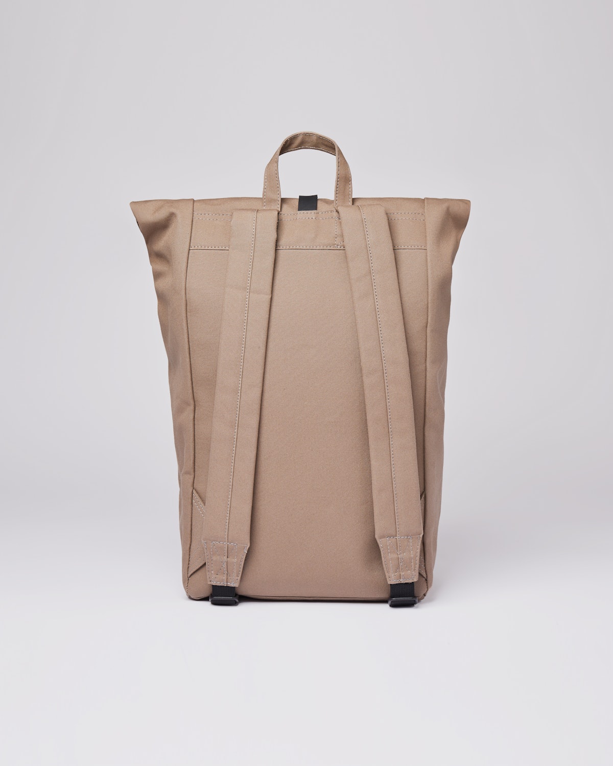 Sac à dos rolltop marron en coton bio, recyclé et cuir - dante fossil with black leather