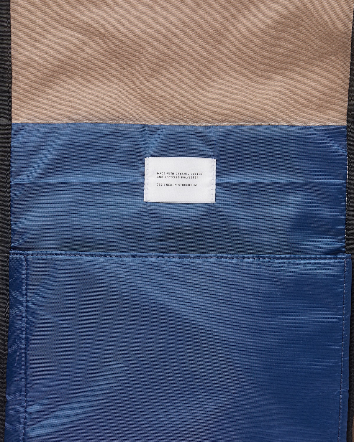 Sac à dos rolltop marron en coton bio, recyclé et cuir - dante fossil with black leather