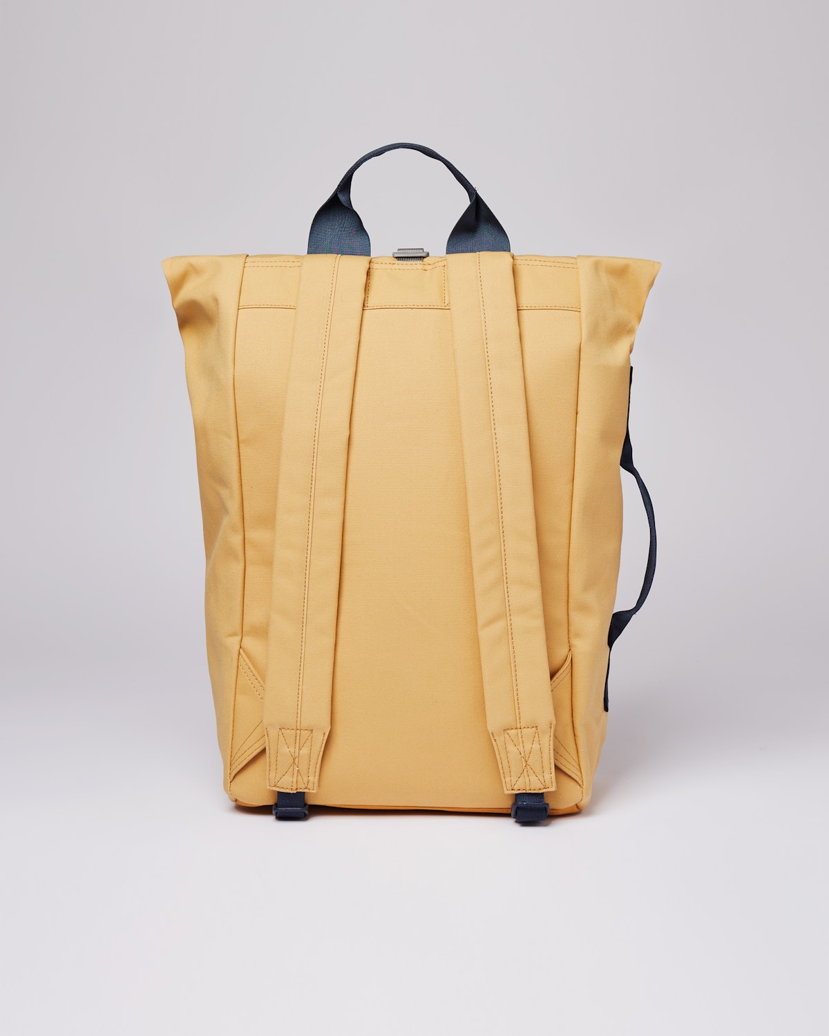 Sac à dos rolltop en matière recyclée | Jaune "dante vegan yellow leaf with navy webbing"
