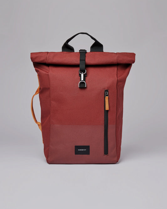 Sac à dos rolltop en matière recyclée | Rouge "dante vegan autumn leaf"