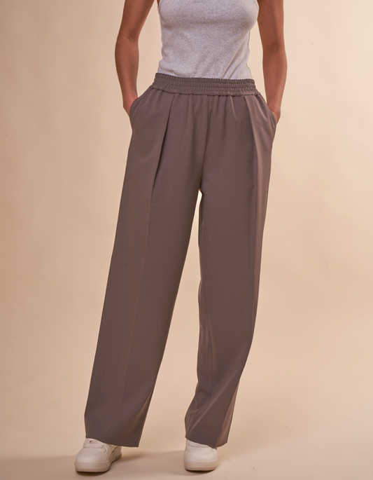 Pantalon ample en recyclé et ecovero | Gris "julia trousers dark brindle"