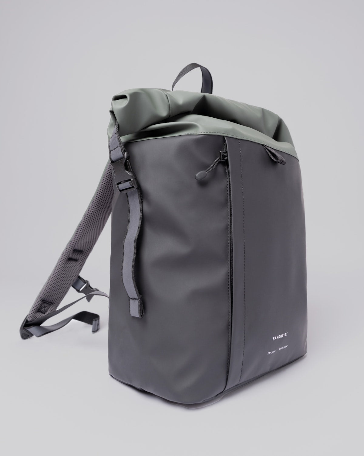 Sac à dos imperméable en matière recyclée | Gris et vert "konrad multi black/lichen green"