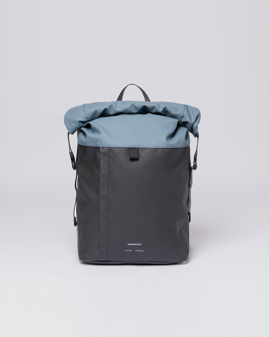 Sac à dos imperméable en matière recyclée | Bicolore "konrad multi black/steel blue"
