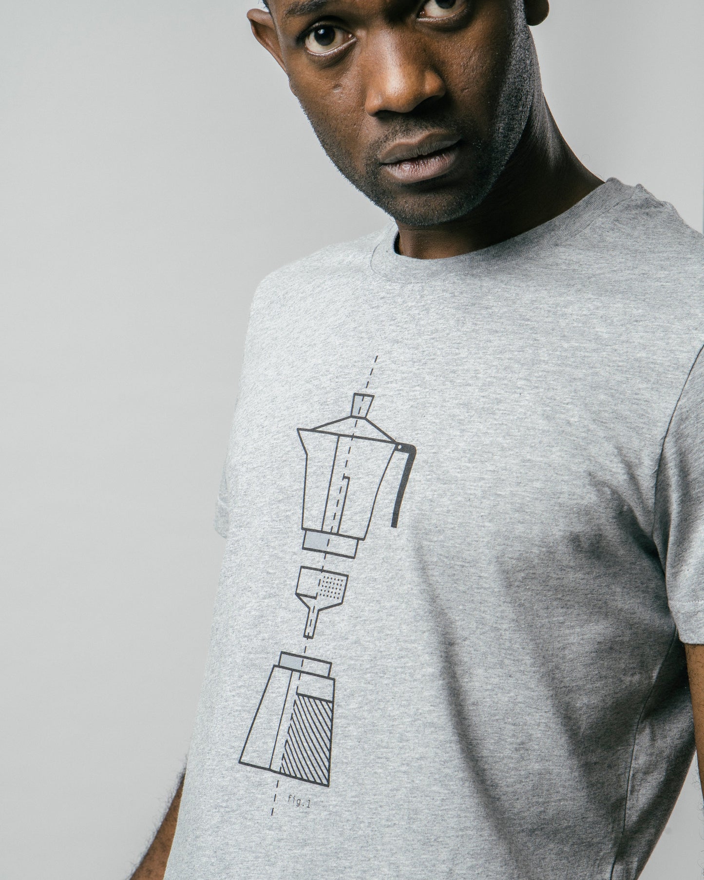 T-shirt gris imprimé en coton bio - how to moka
