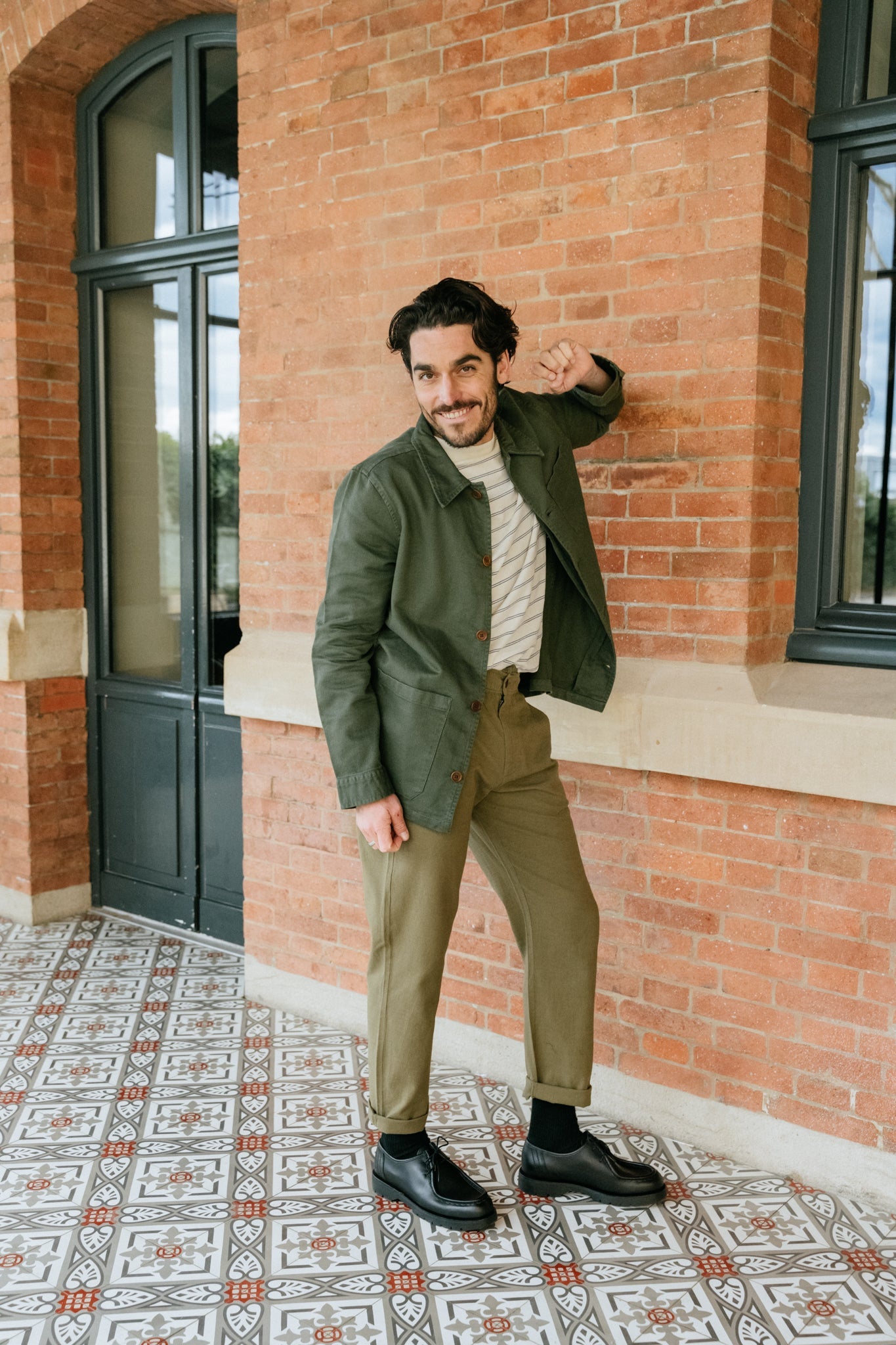Pantalon droit vert olive en coton bio - green light travel pants olive green