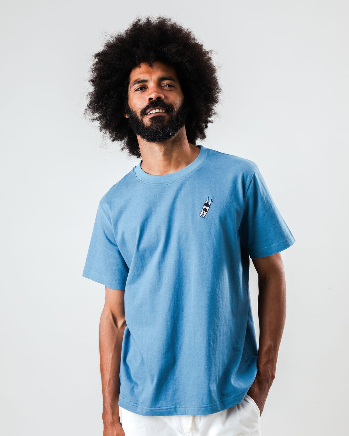 t-shirt en coton bio | bleu "Just swim t-shirt cloud"