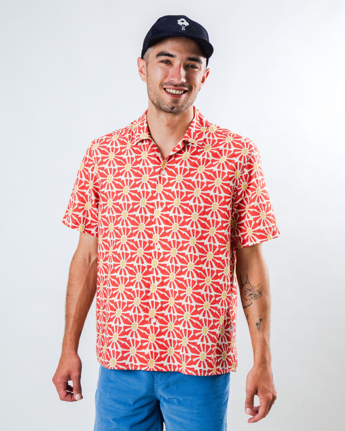 Chemise en coton biologique | rouge "Marisol aloha shirt red - red"