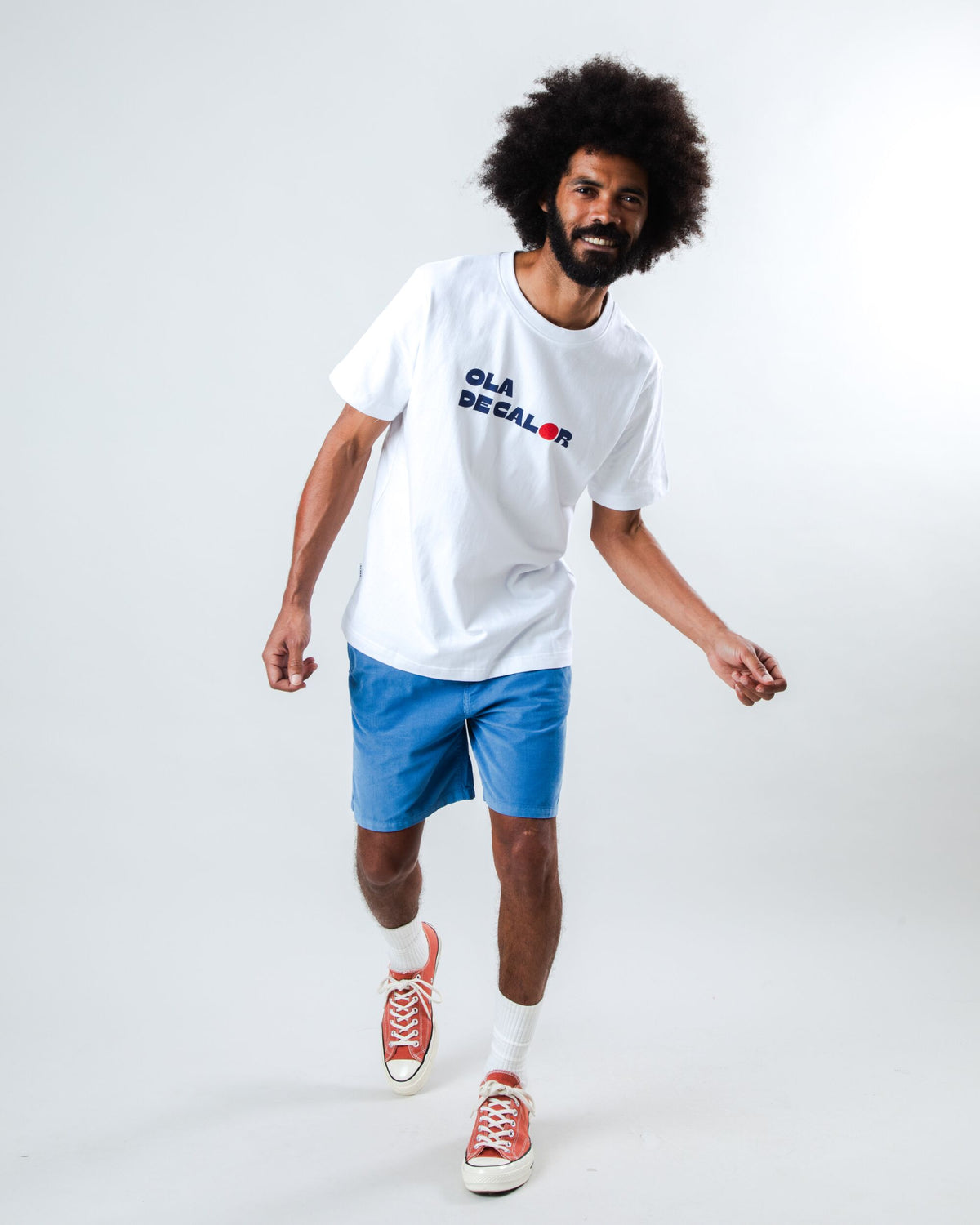 T-shirt imprimé en coton biologique | blanc "Ola de calor t-shirt white - white"