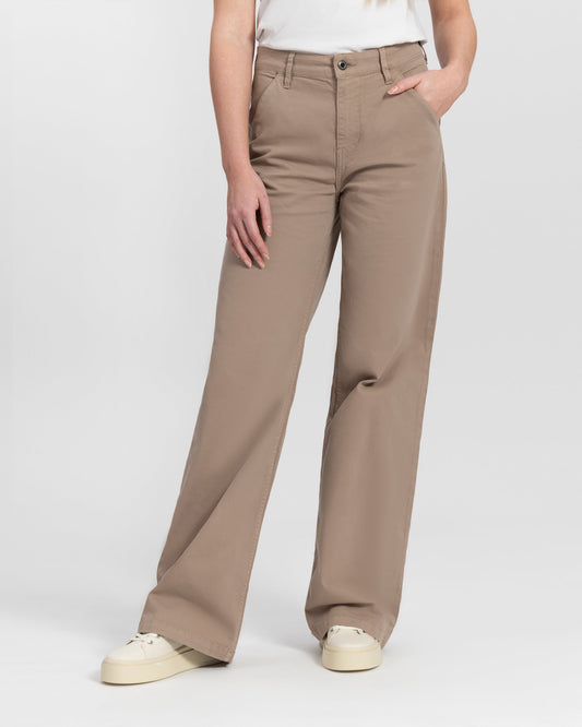 Pantalon ample en coton bio | Marron "thalia chino black tea"