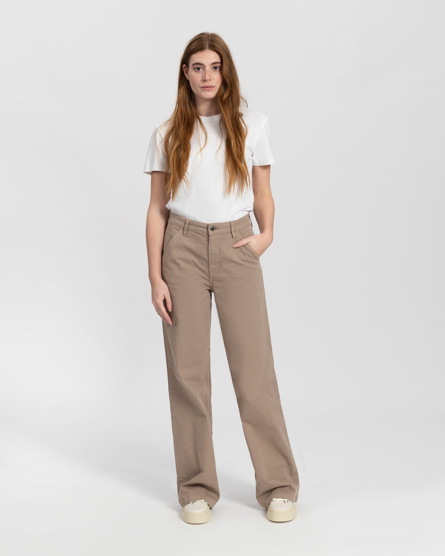 Pantalon ample en coton bio | Marron "thalia chino black tea"