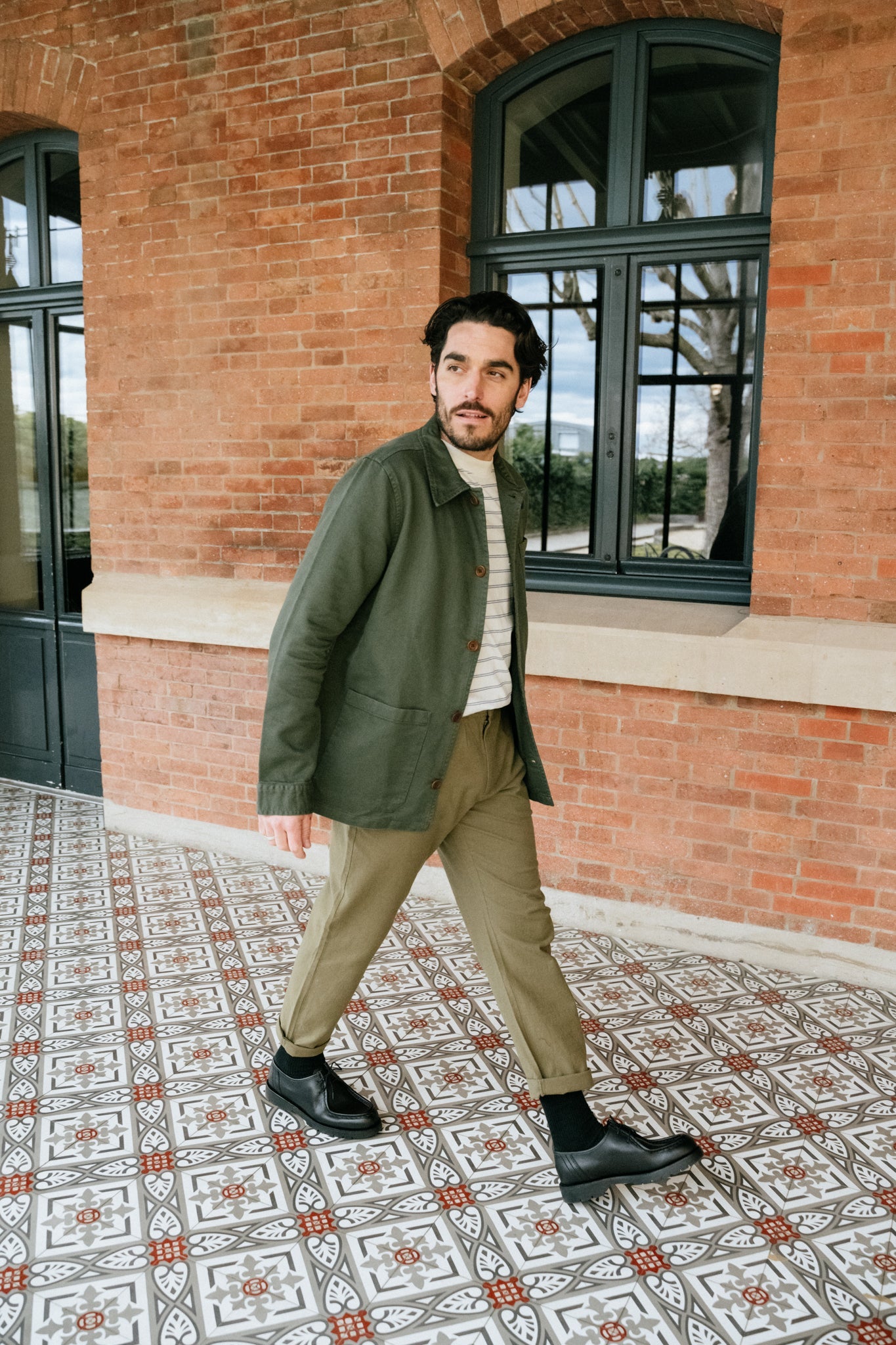 Pantalon droit vert olive en coton bio - green light travel pants olive green
