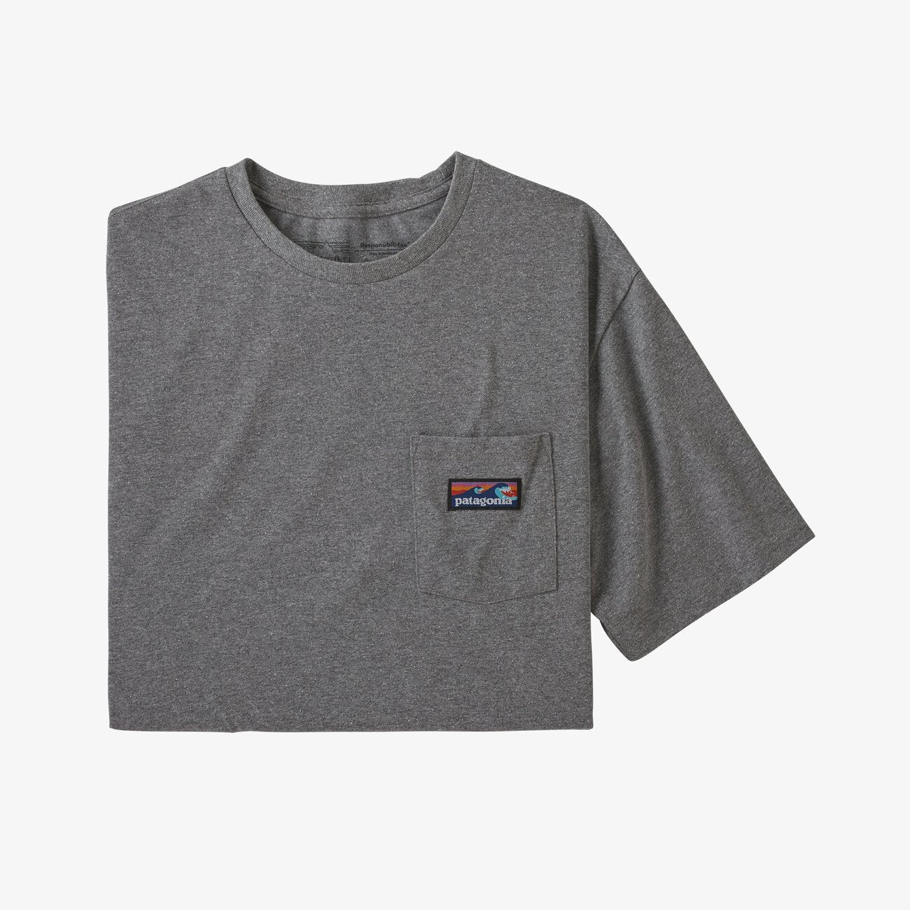 T-shirt gris avec poche en recyclé - Boardshort label pocket
