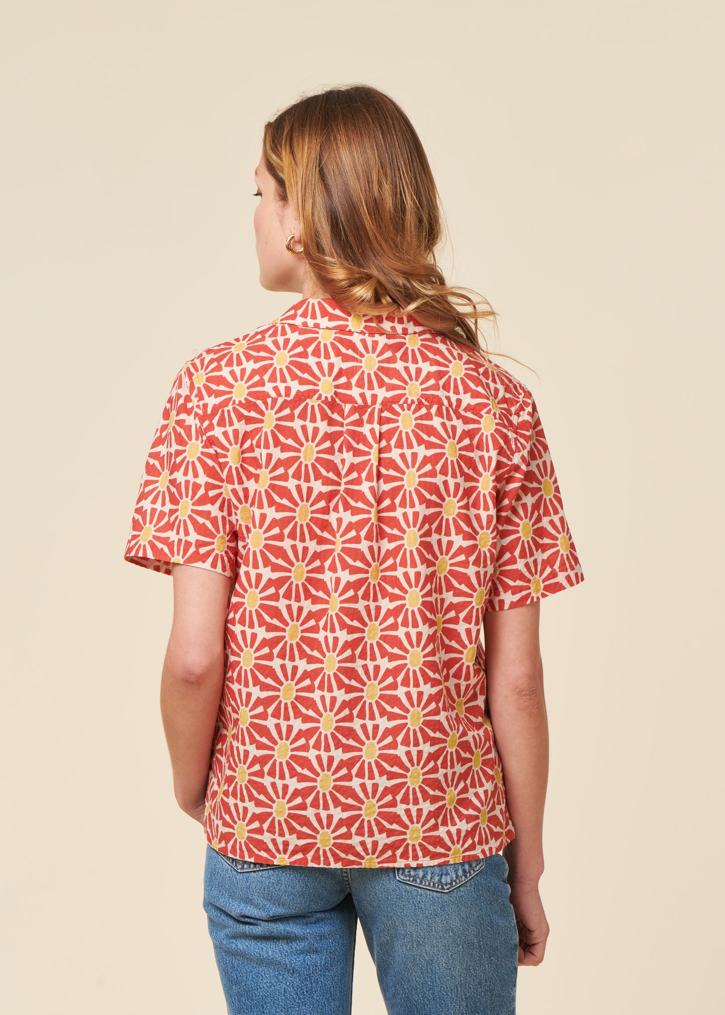 Chemise en coton biologique | rouge "Marisol aloha blouse red"