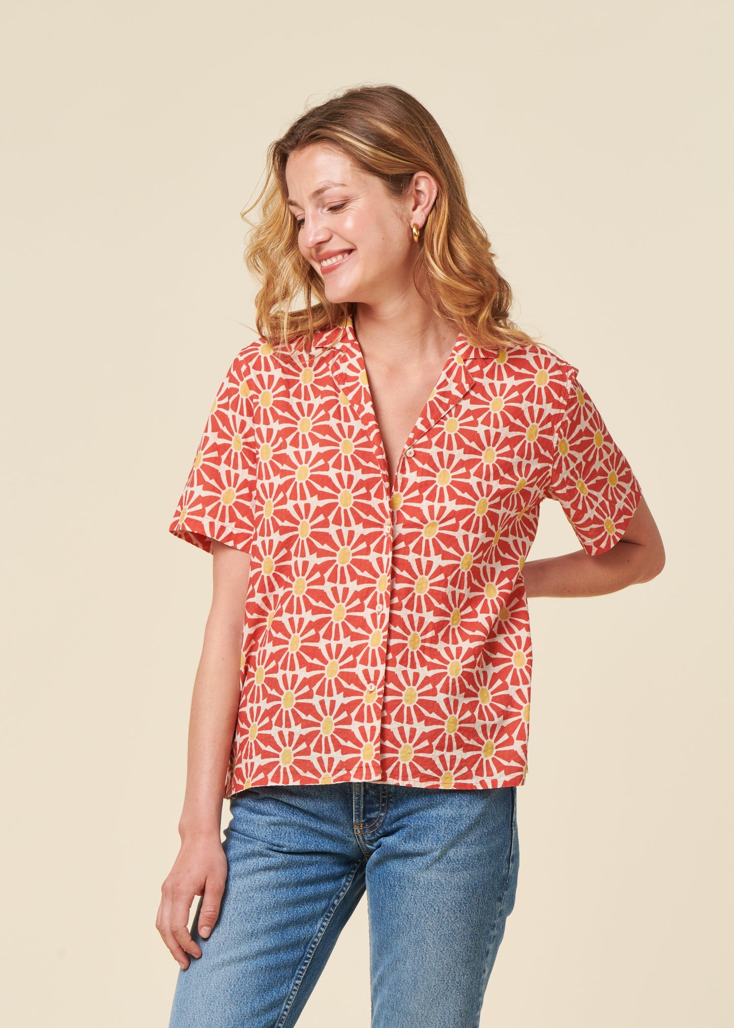 Chemise en coton biologique | rouge "Marisol aloha blouse red"