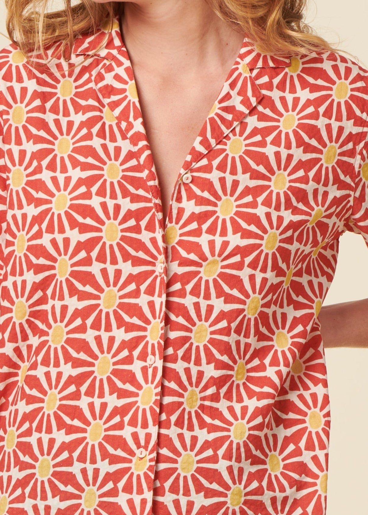 Chemise en coton biologique | rouge "Marisol aloha blouse red"
