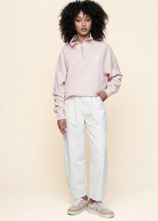 Pantalon droit à pinces en coton bio | blanc "pegged pants ecru"
