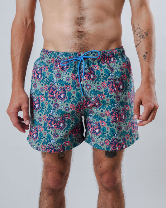 Maillot de bain en polyester recyclé | vert "Asis percales tigris swimwear light green - light green"
