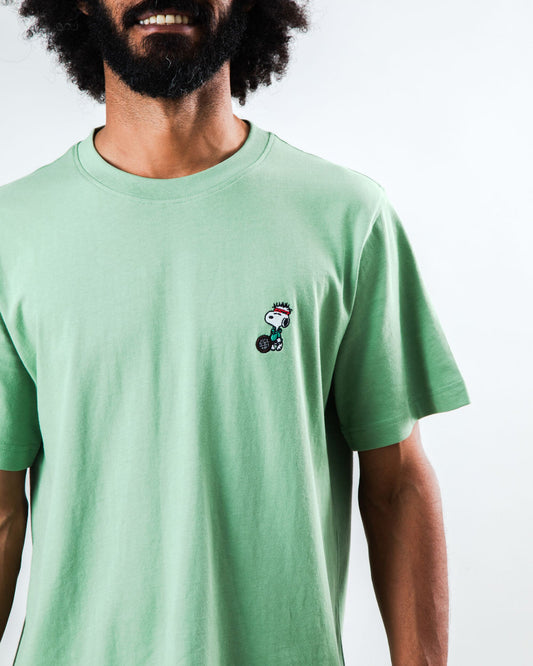 T-shirt en coton bio | vert "Peanuts tennis snoopy t-shirt light green"