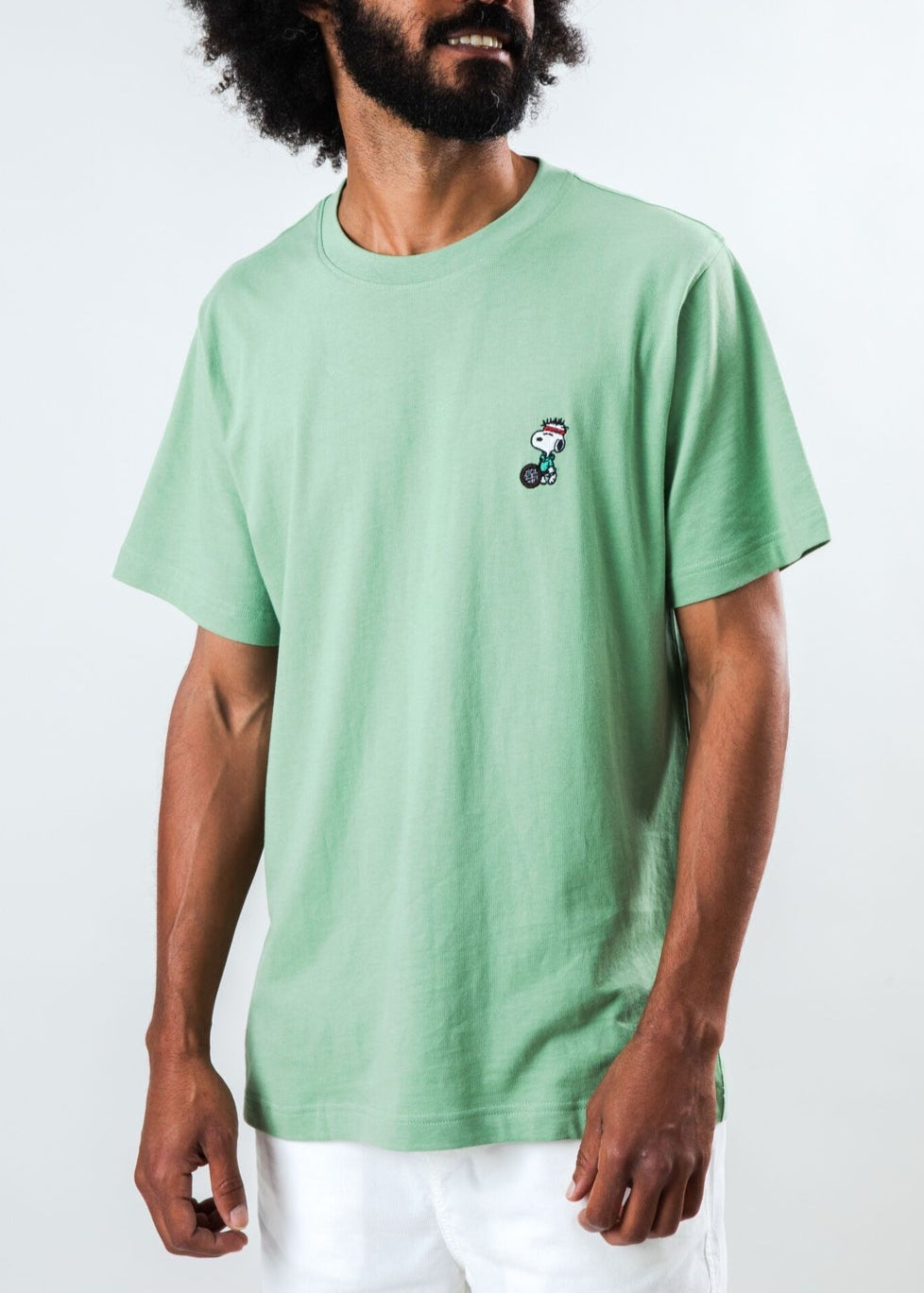T-shirt en coton bio | vert "Peanuts tennis snoopy t-shirt light green"