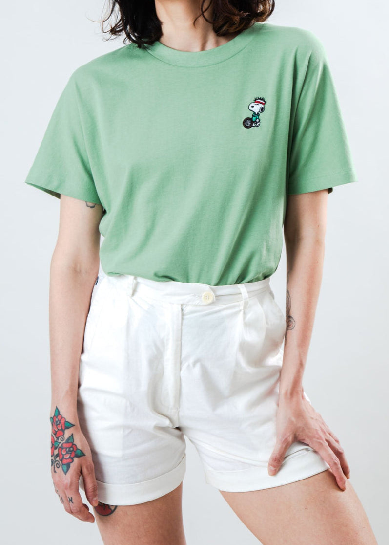 T-shirt en coton biologique | vert "Peanuts the tennis snoopy oversize tee green"