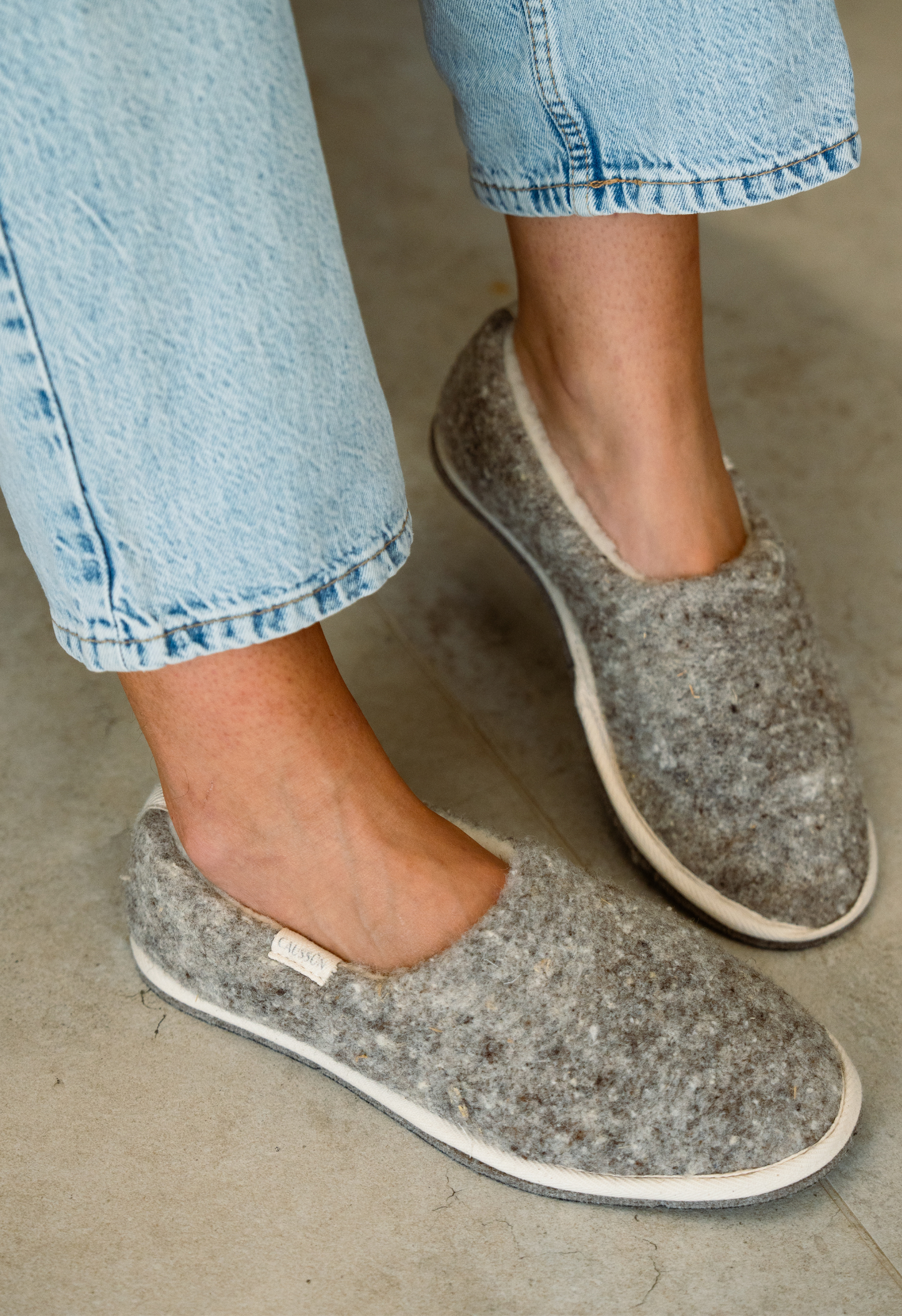 Chaussons en laine francaise | gris clair "marcel cendré"