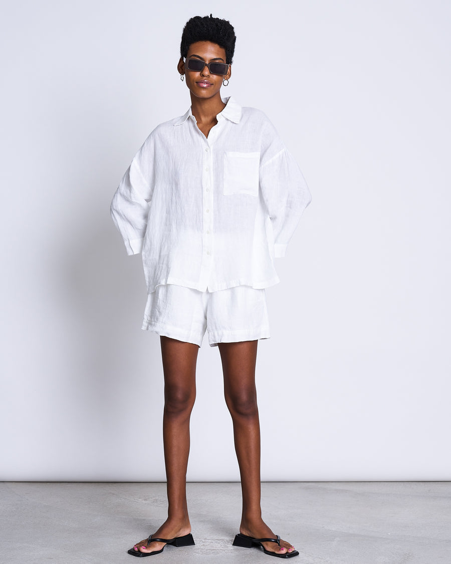 Chemise oversize blanche en lin - linen shirt mons white