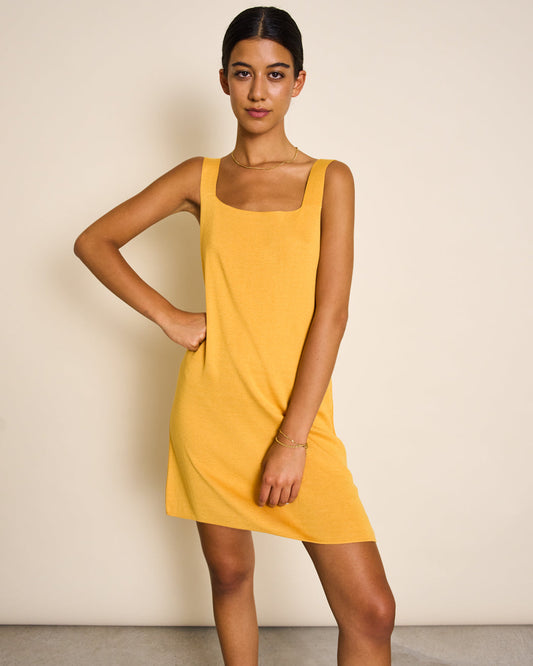 Robe courte orange en Ecovero - LALIM mango