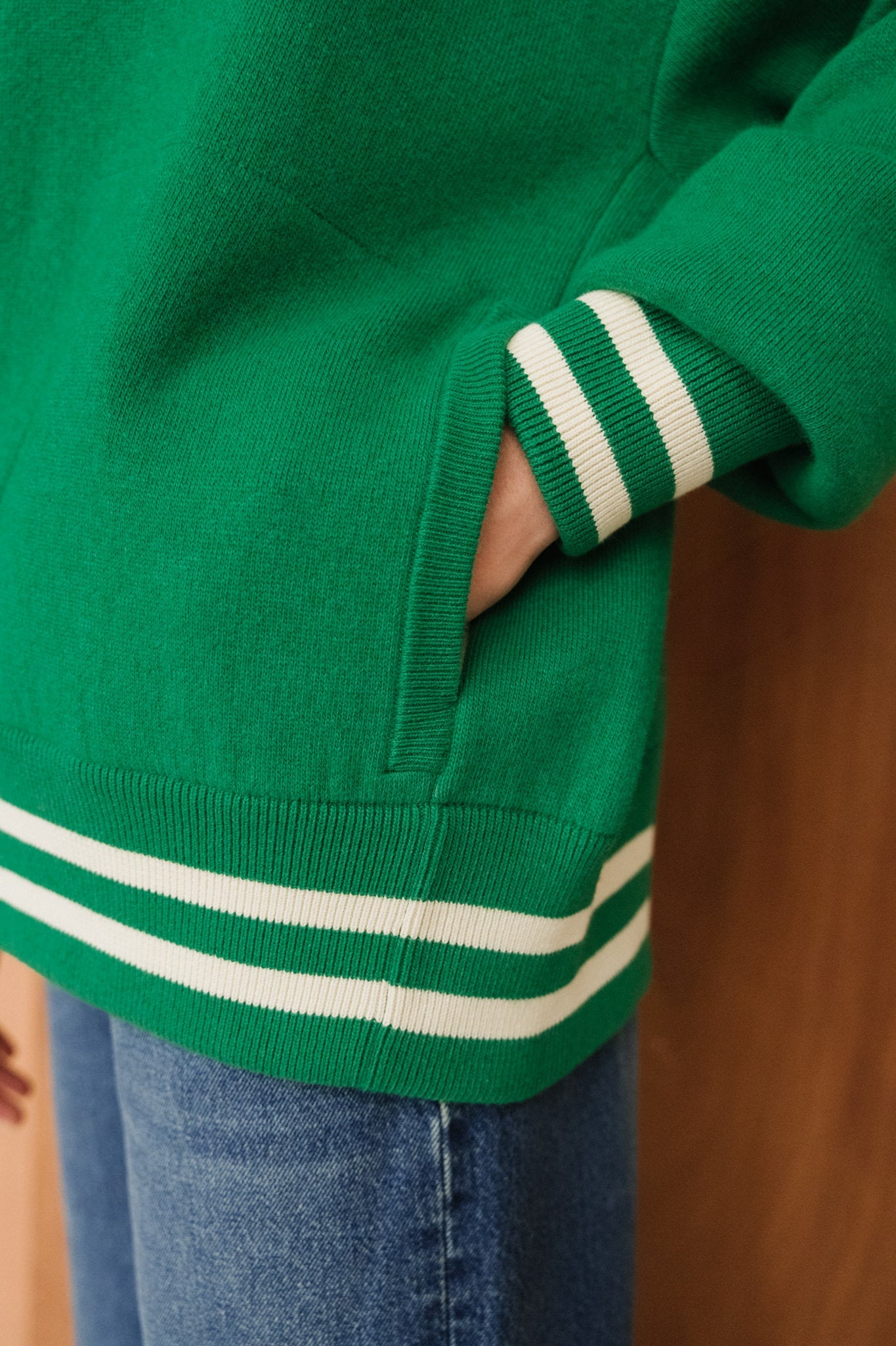 Veste en coton et laine bio | vert "iconic å aalison - emerald green-oatmilk"