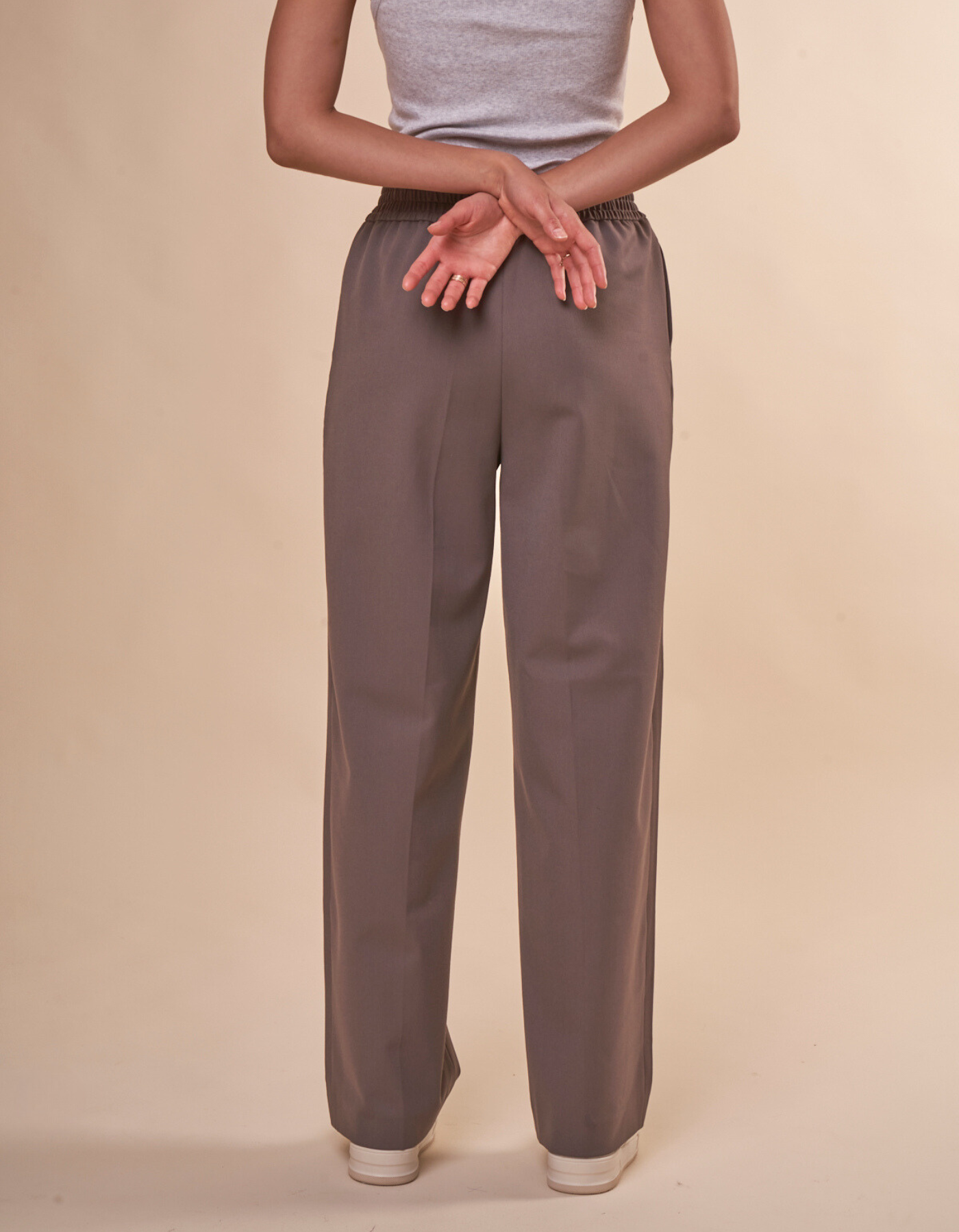 Pantalon ample en recyclé et ecovero | Gris "julia trousers dark brindle"