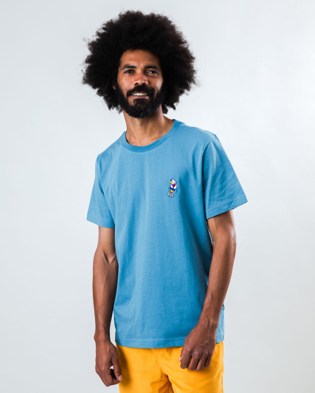 T-shirt en coton bio | bleu "Asis percales parrot regular t-shirt blue"